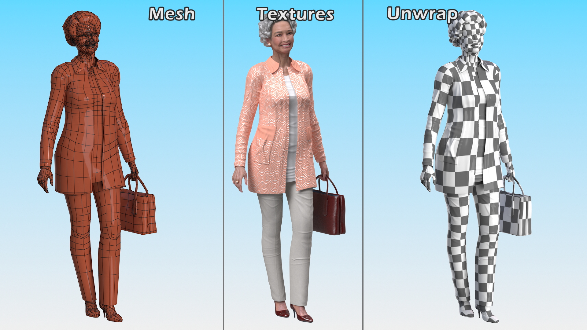 3D Chinese Grandma Everyday Style Walking model