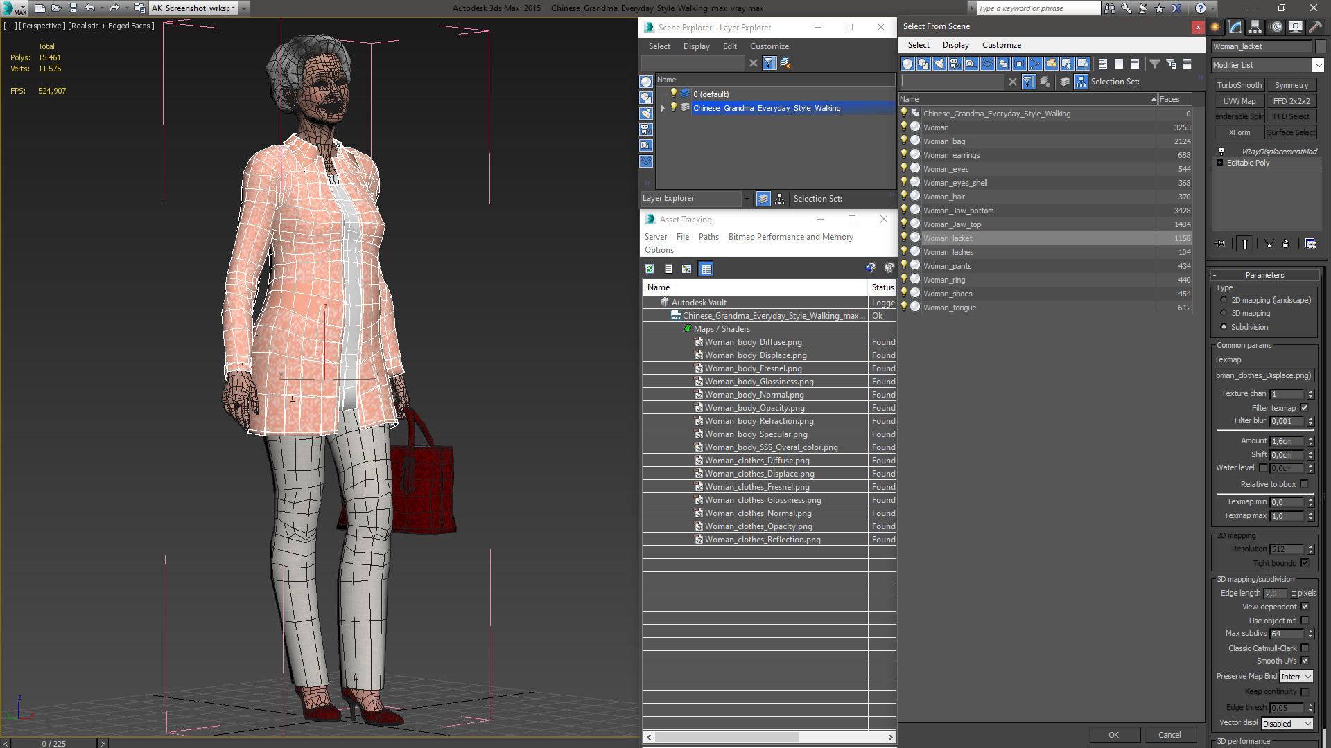 3D Chinese Grandma Everyday Style Walking model