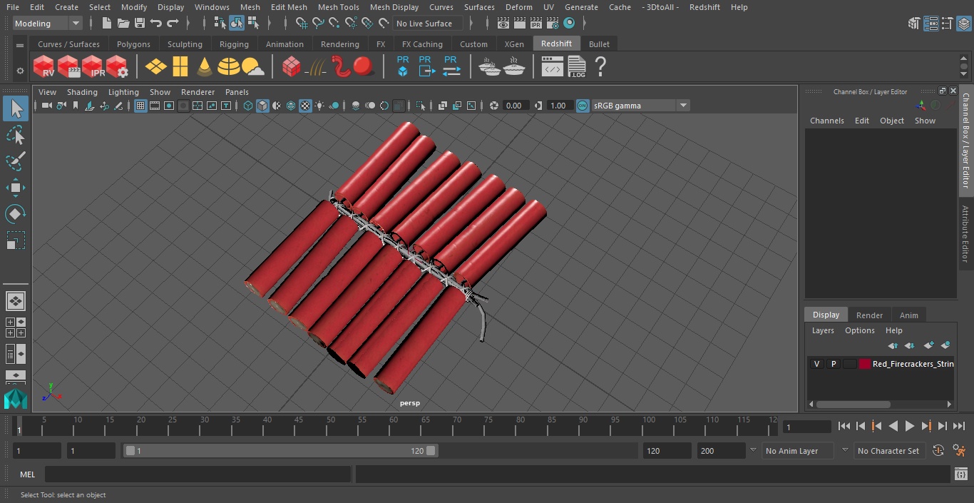 3D Red Firecrackers String model