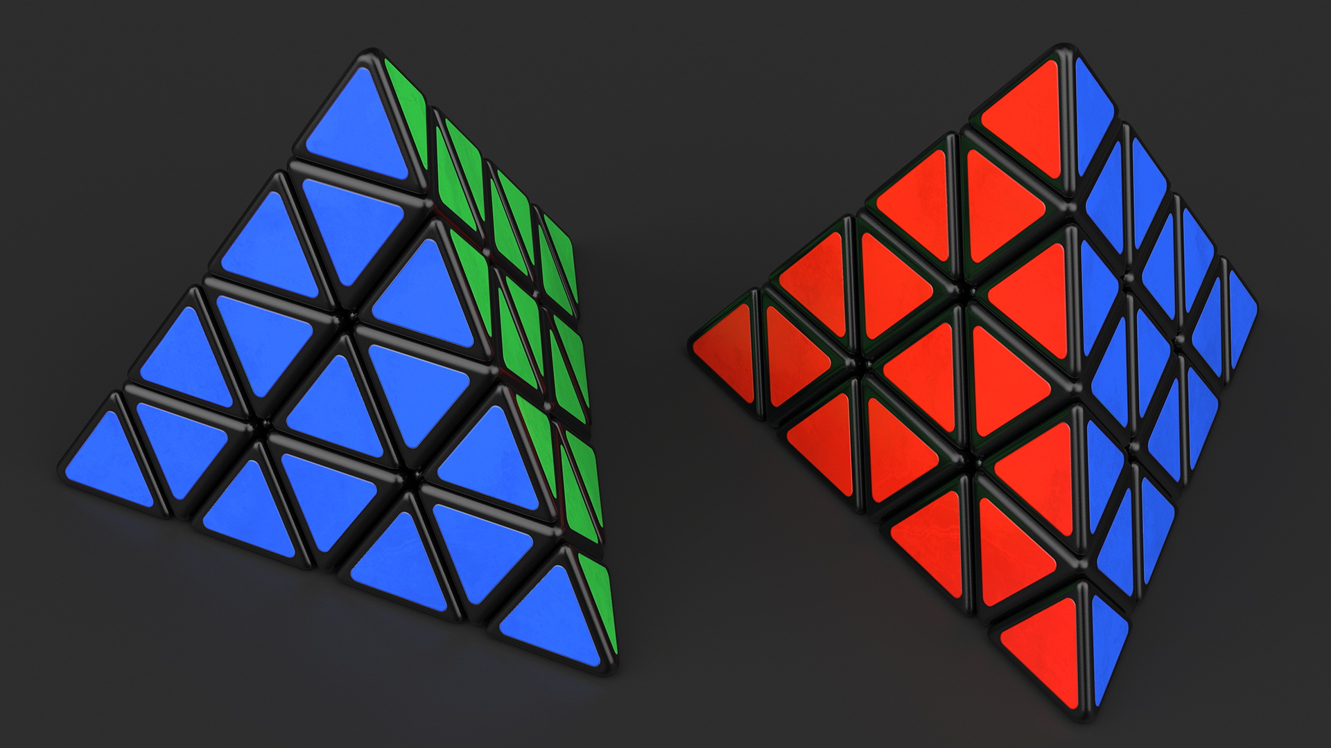 3D model Rubik Pyramid Puzzle Assembled
