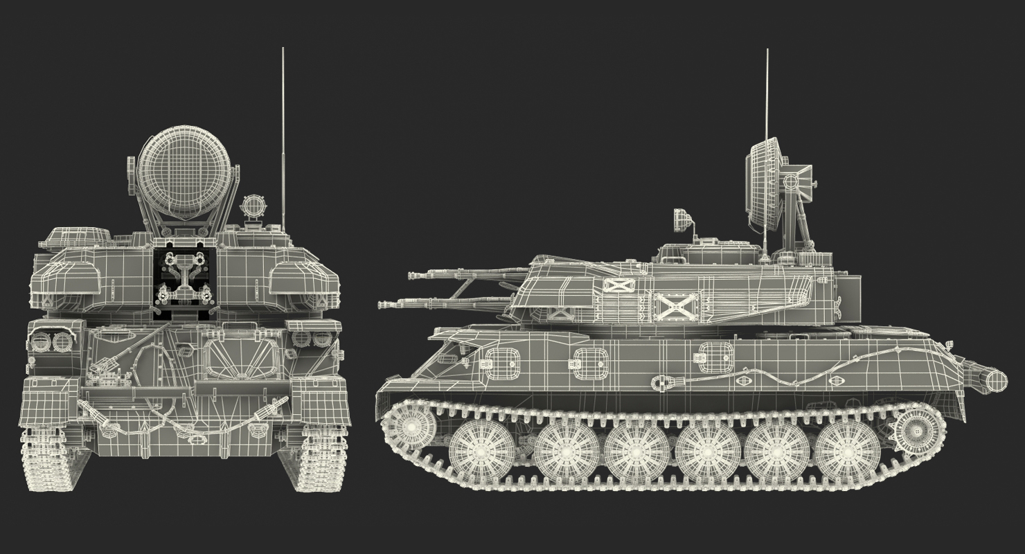 Anti Aircraft Tank ZSU 23 Shilka Rigged 3D model