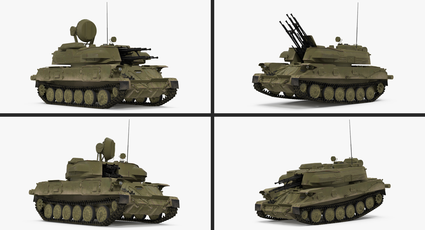Anti Aircraft Tank ZSU 23 Shilka Rigged 3D model