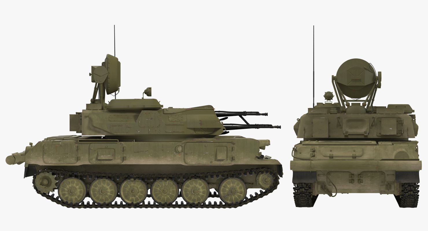Anti Aircraft Tank ZSU 23 Shilka Rigged 3D model