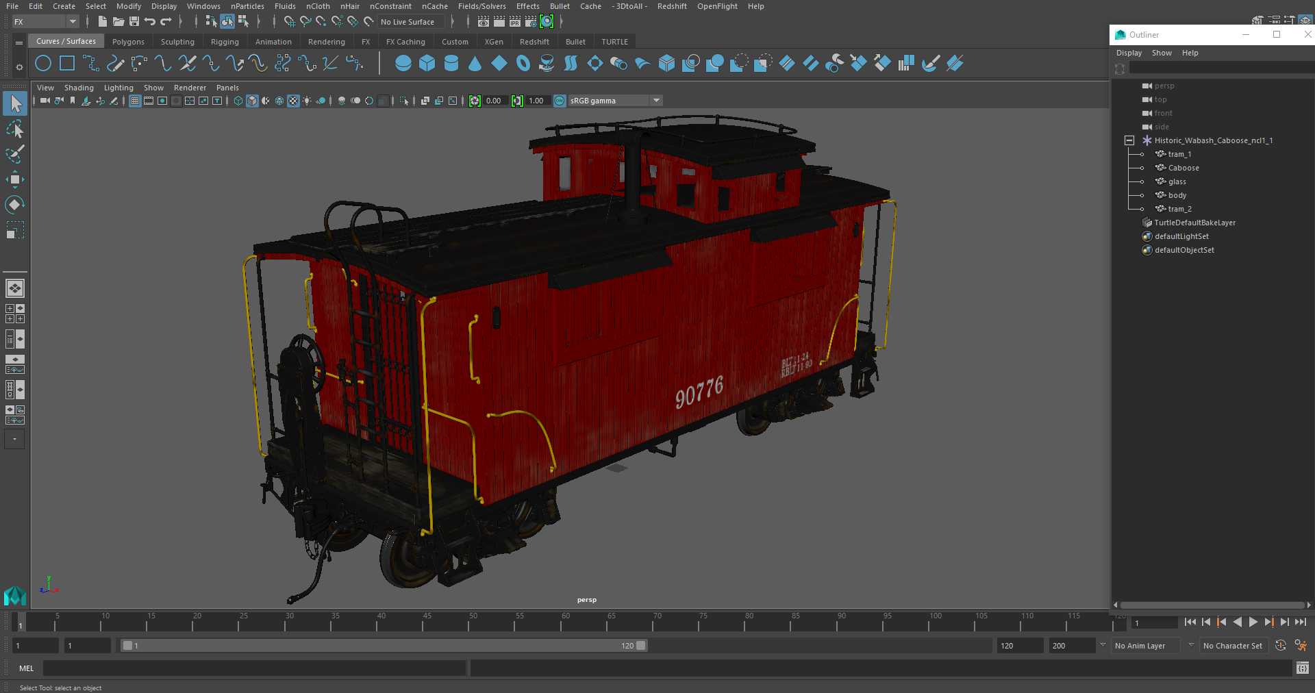 3D Historic Wabash Caboose model