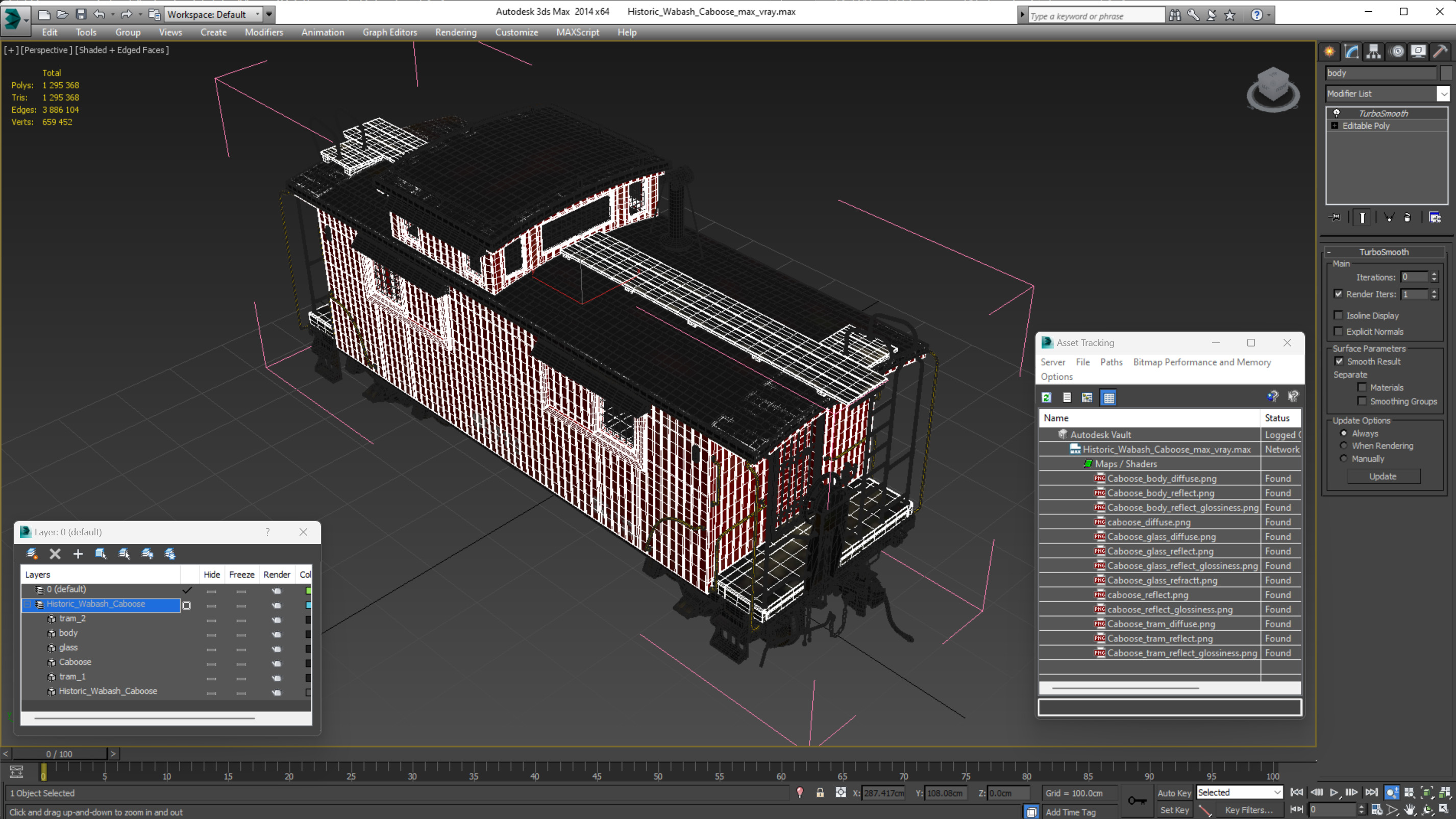 3D Historic Wabash Caboose model