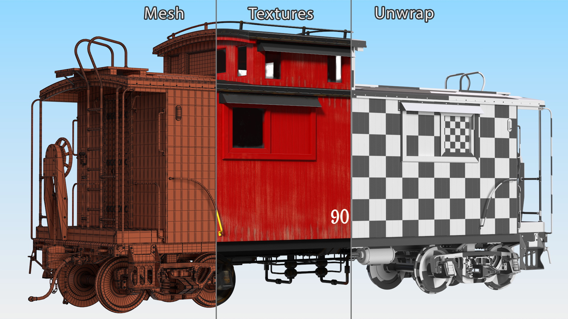 3D Historic Wabash Caboose model