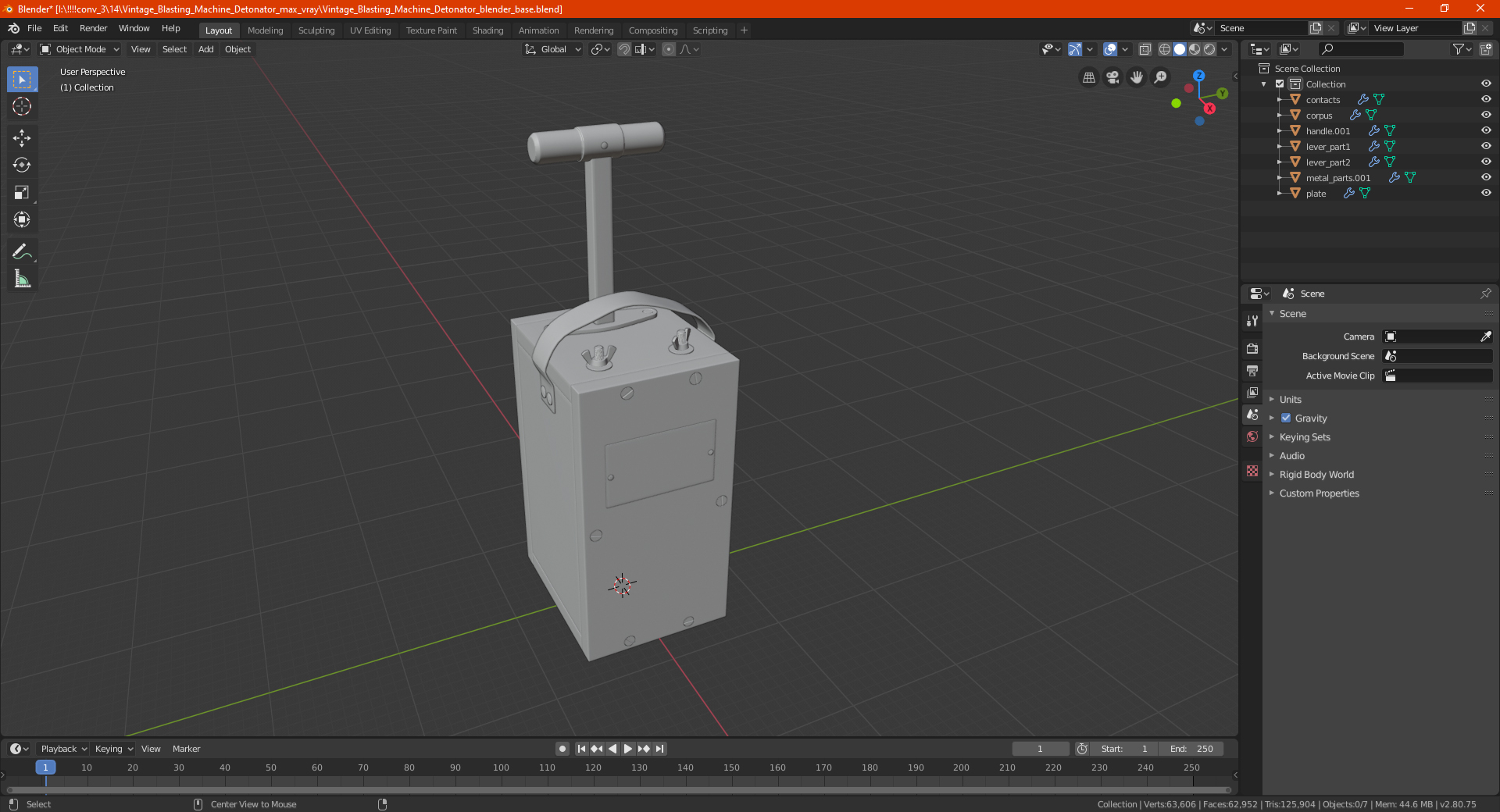 Vintage Blasting Machine Detonator 3D model