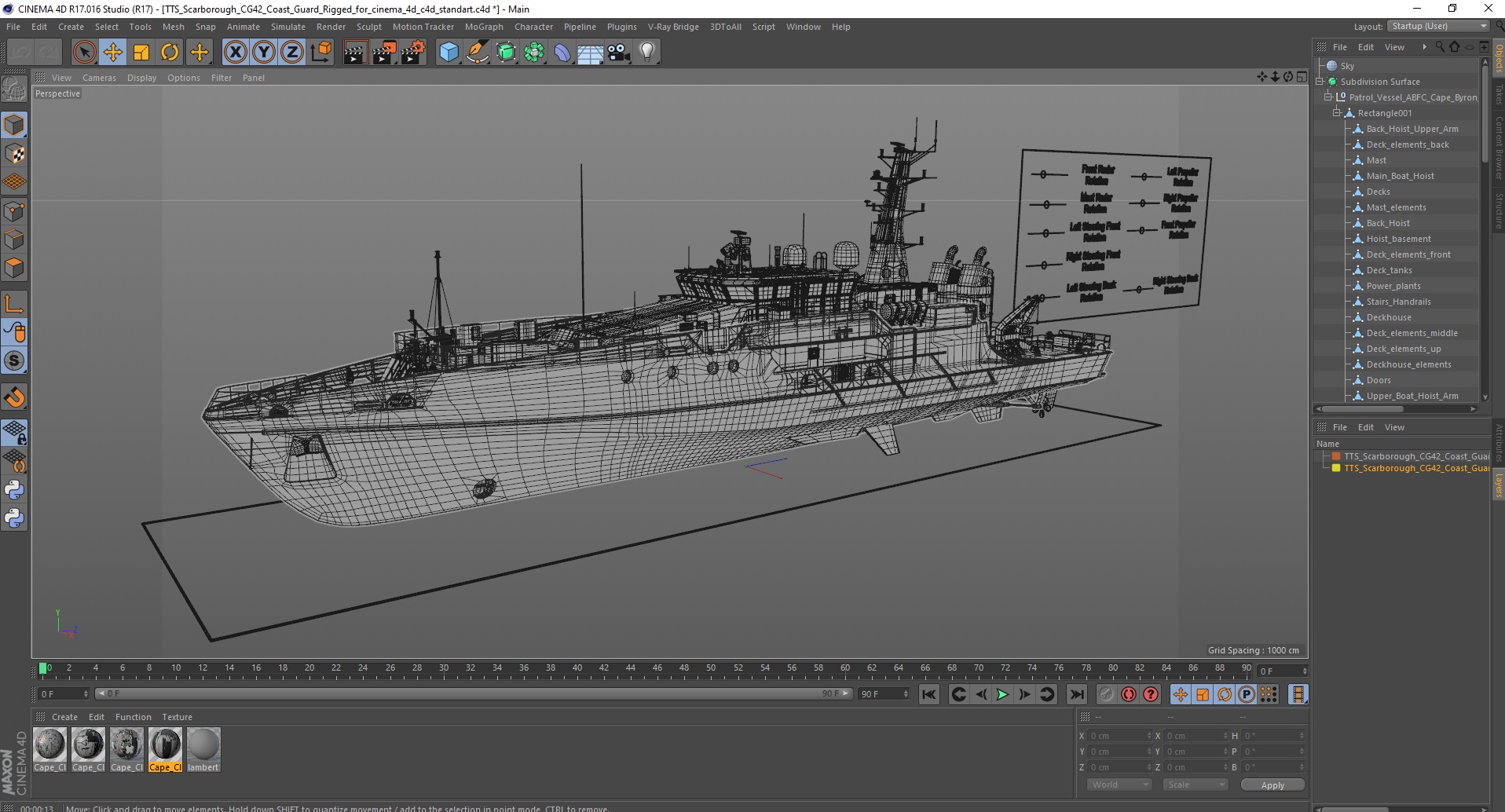 3D TTS Scarborough CG42 Coast Guard Rigged for Cinema 4D model