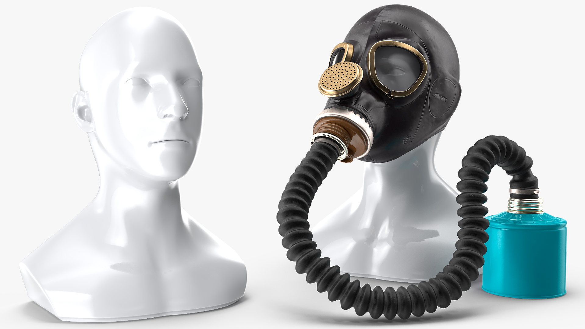Gas Mask GP5 with Long Hose Rigged 3D model