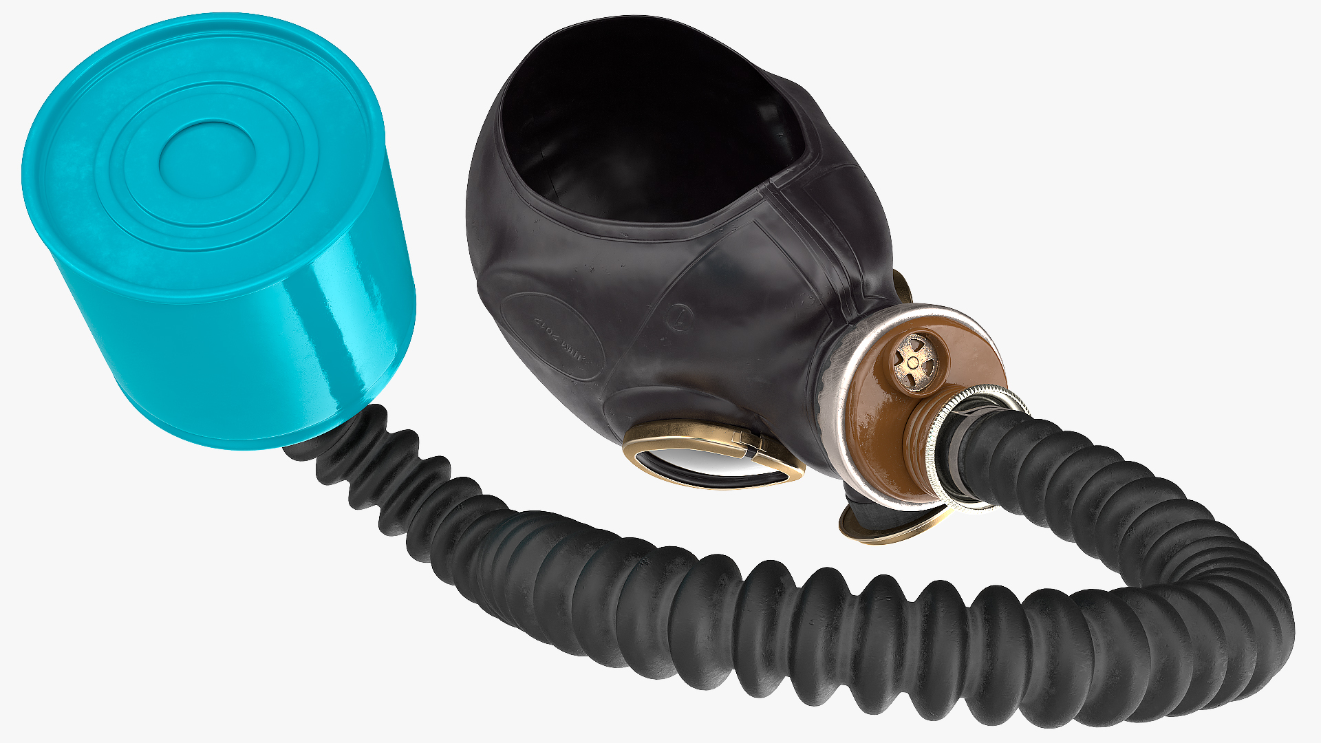 Gas Mask GP5 with Long Hose Rigged 3D model