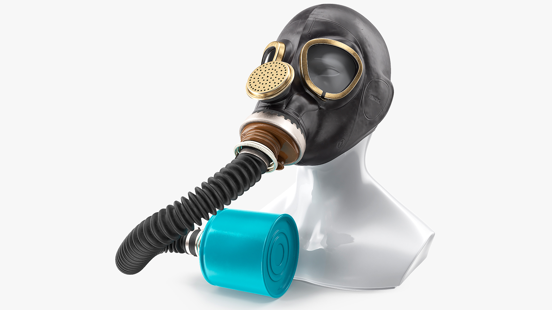 Gas Mask GP5 with Long Hose Rigged 3D model