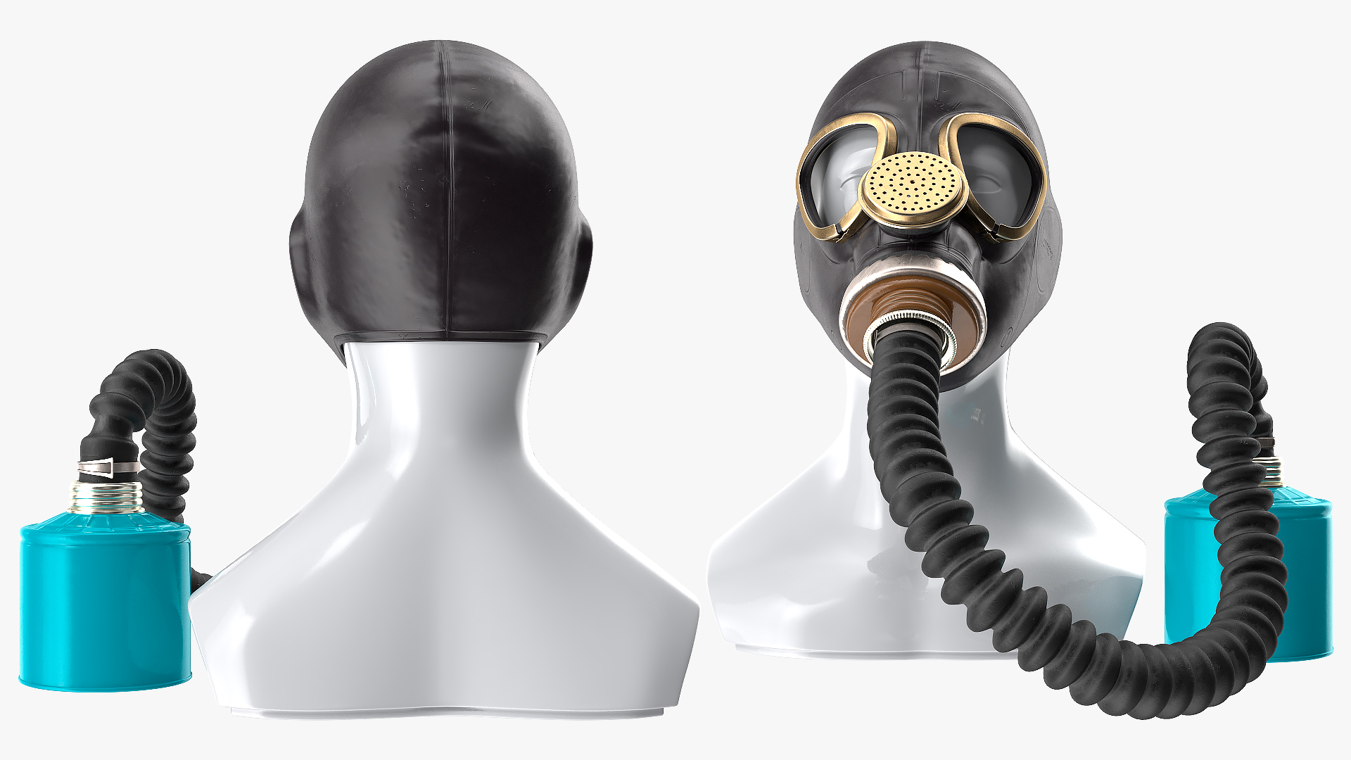Gas Mask GP5 with Long Hose Rigged 3D model