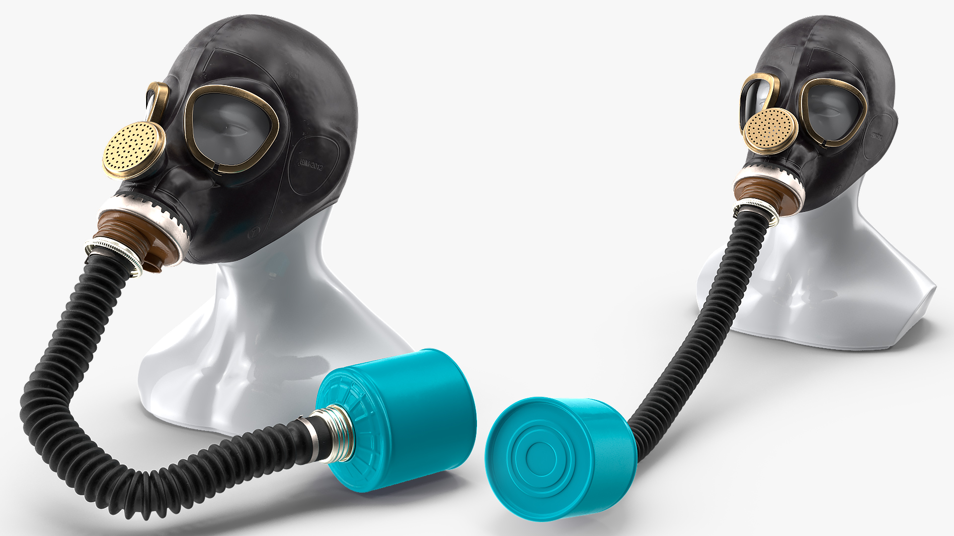 Gas Mask GP5 with Long Hose Rigged 3D model