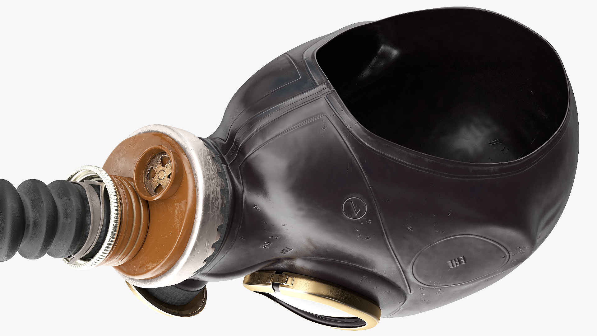 Gas Mask GP5 with Long Hose Rigged 3D model