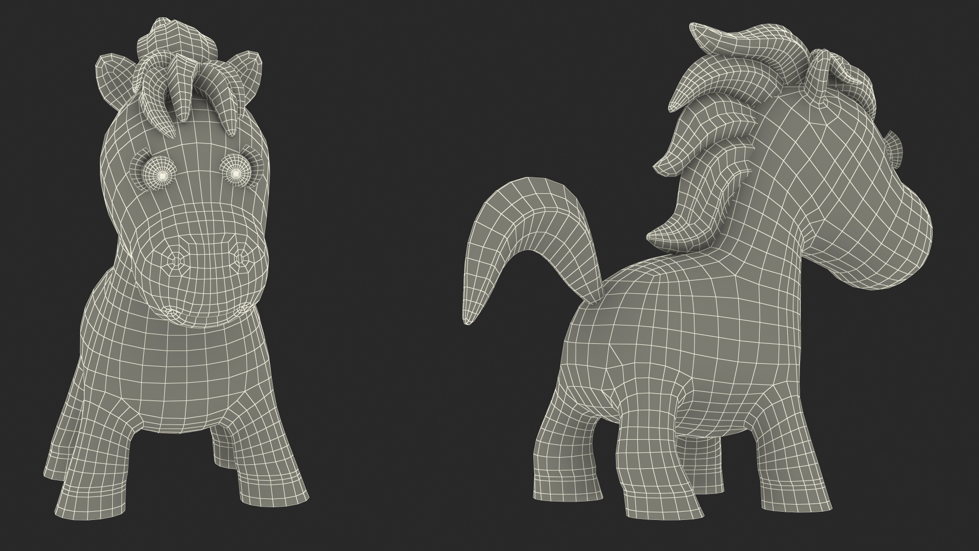 3D Brown Cartoon Horse Rigged