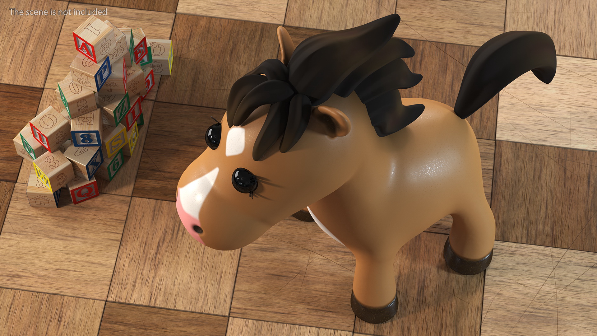 3D Brown Cartoon Horse Rigged