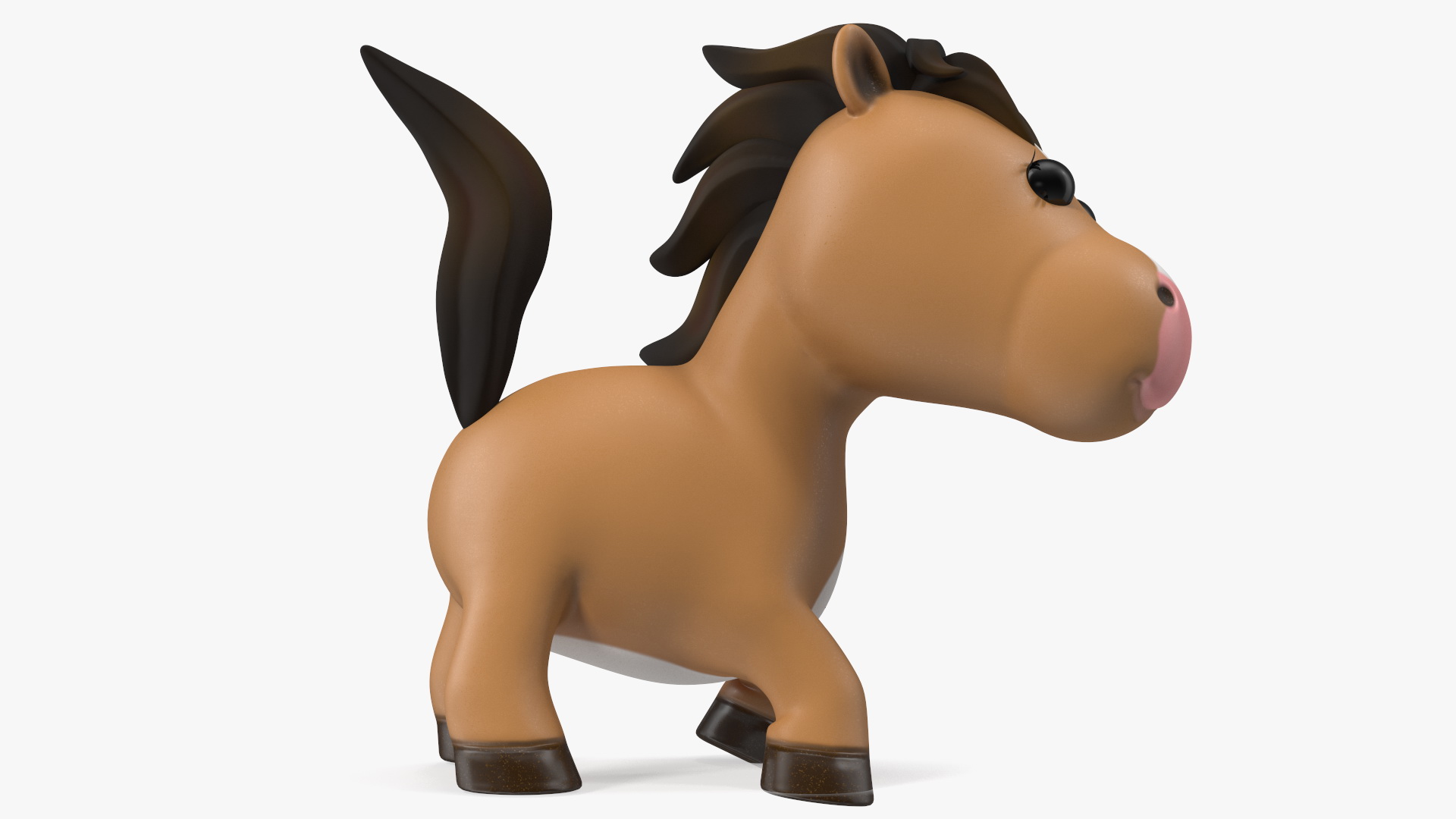 3D Brown Cartoon Horse Rigged