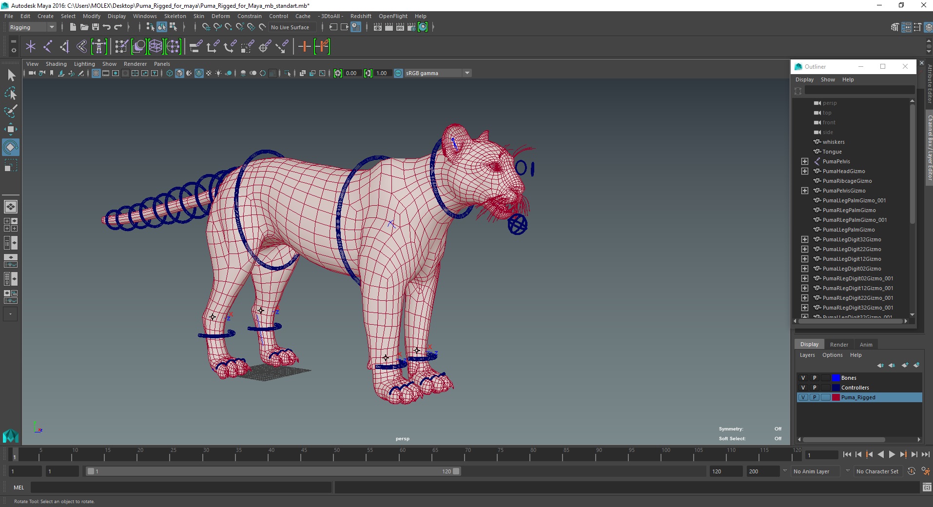 3D model Puma Rigged for Maya