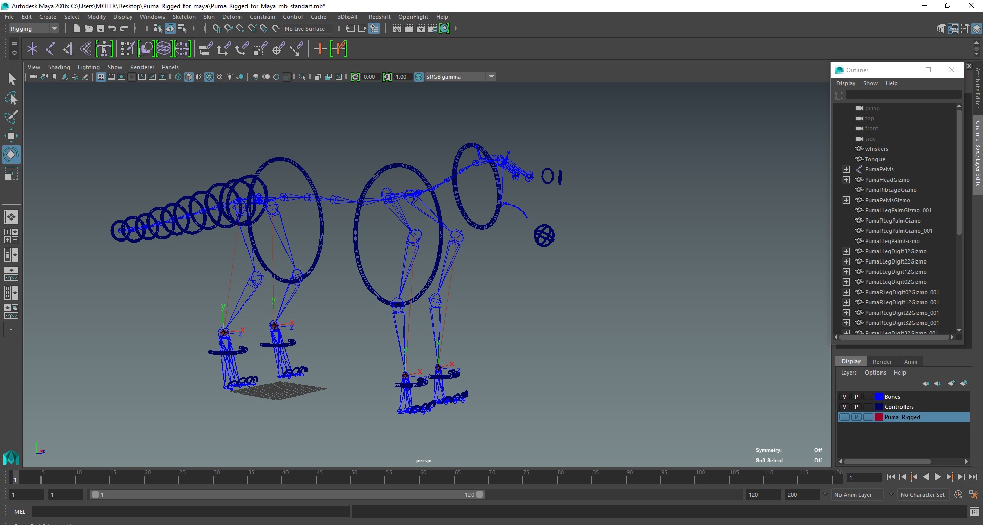3D model Puma Rigged for Maya