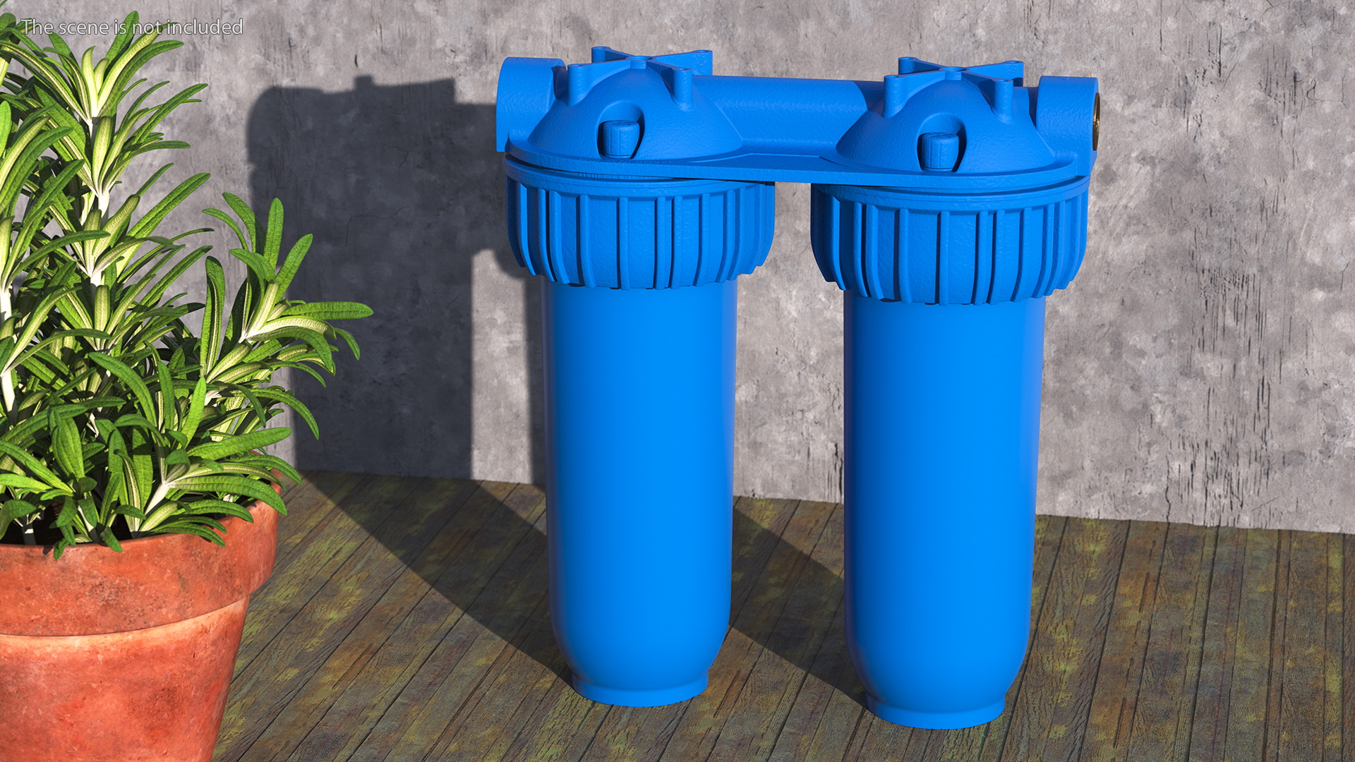 3D Double Stage Water Filter Housing Blue model