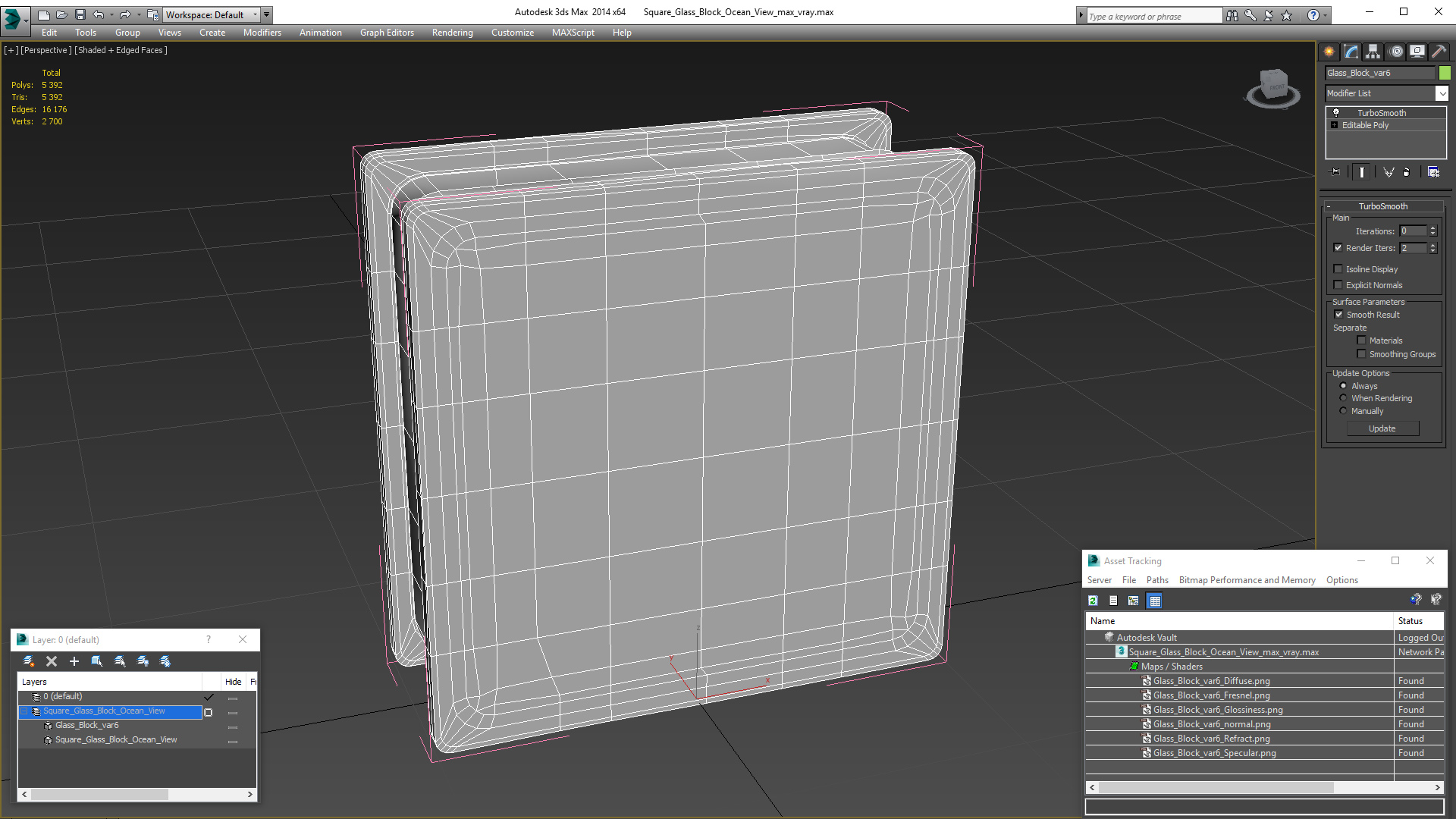 Square Glass Block Ocean View 3D model
