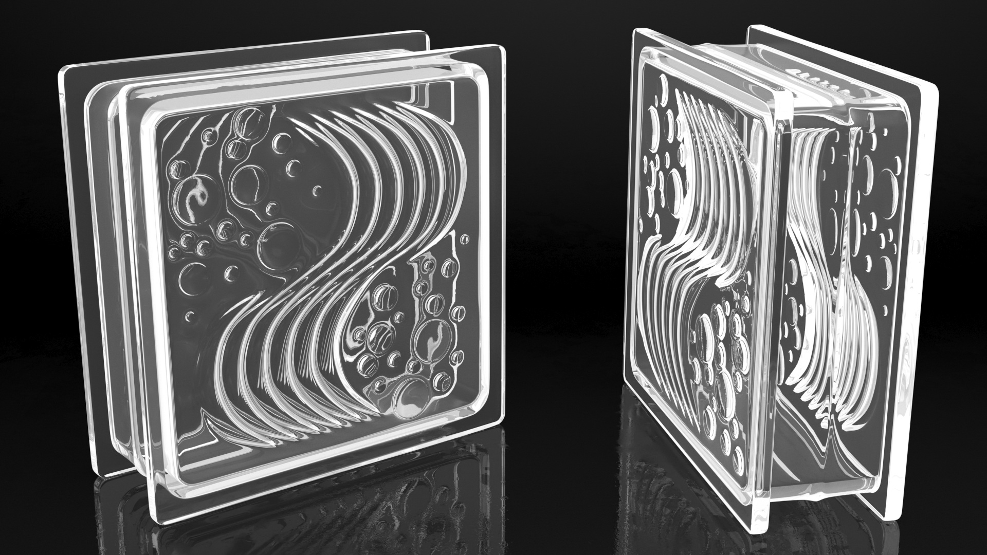 Square Glass Block Ocean View 3D model