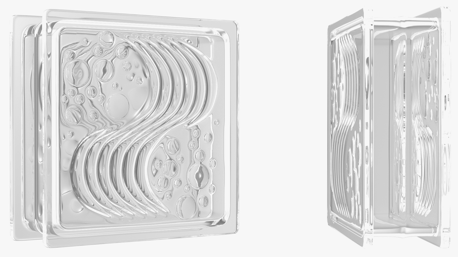 Square Glass Block Ocean View 3D model