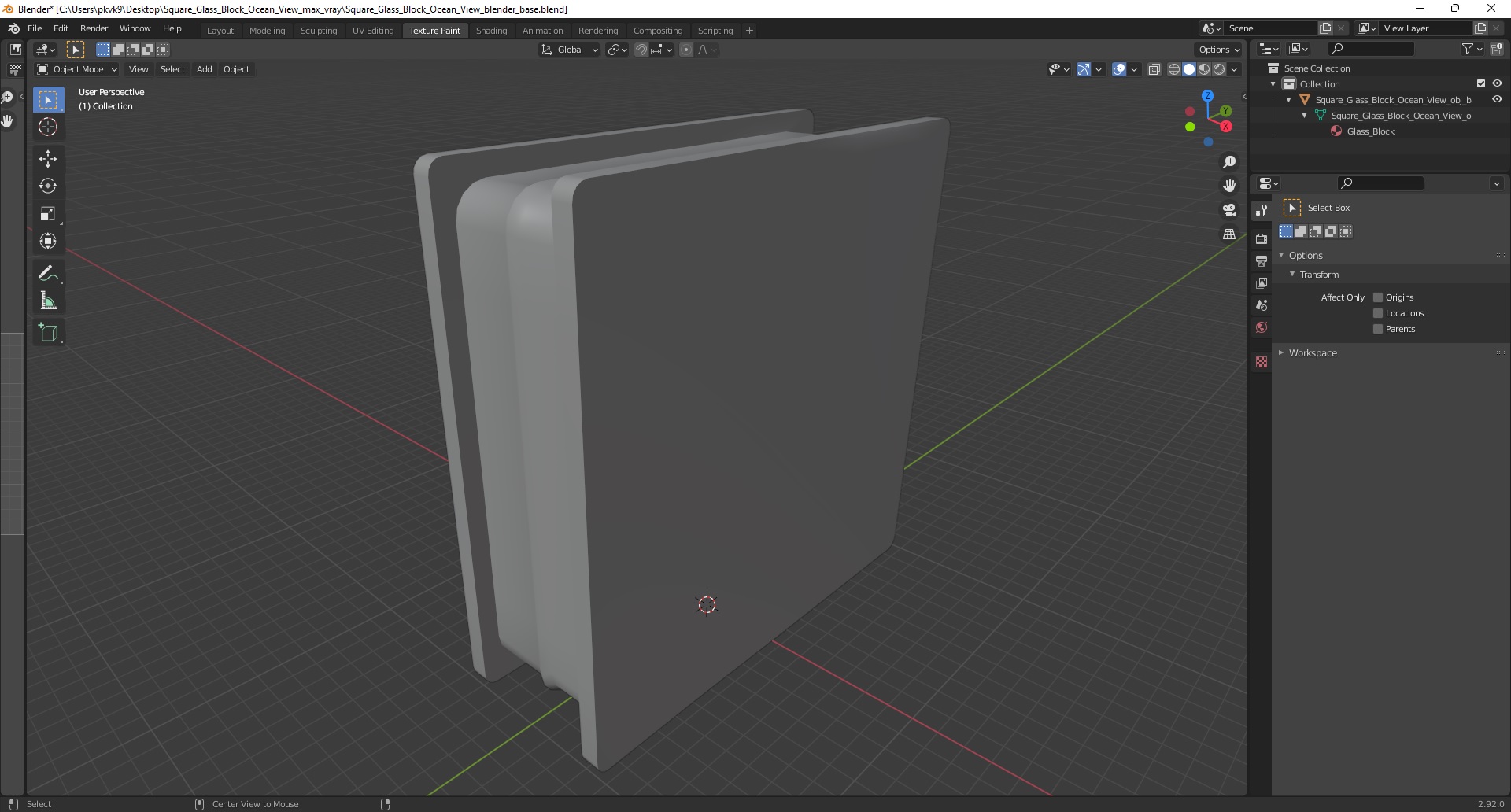 Square Glass Block Ocean View 3D model