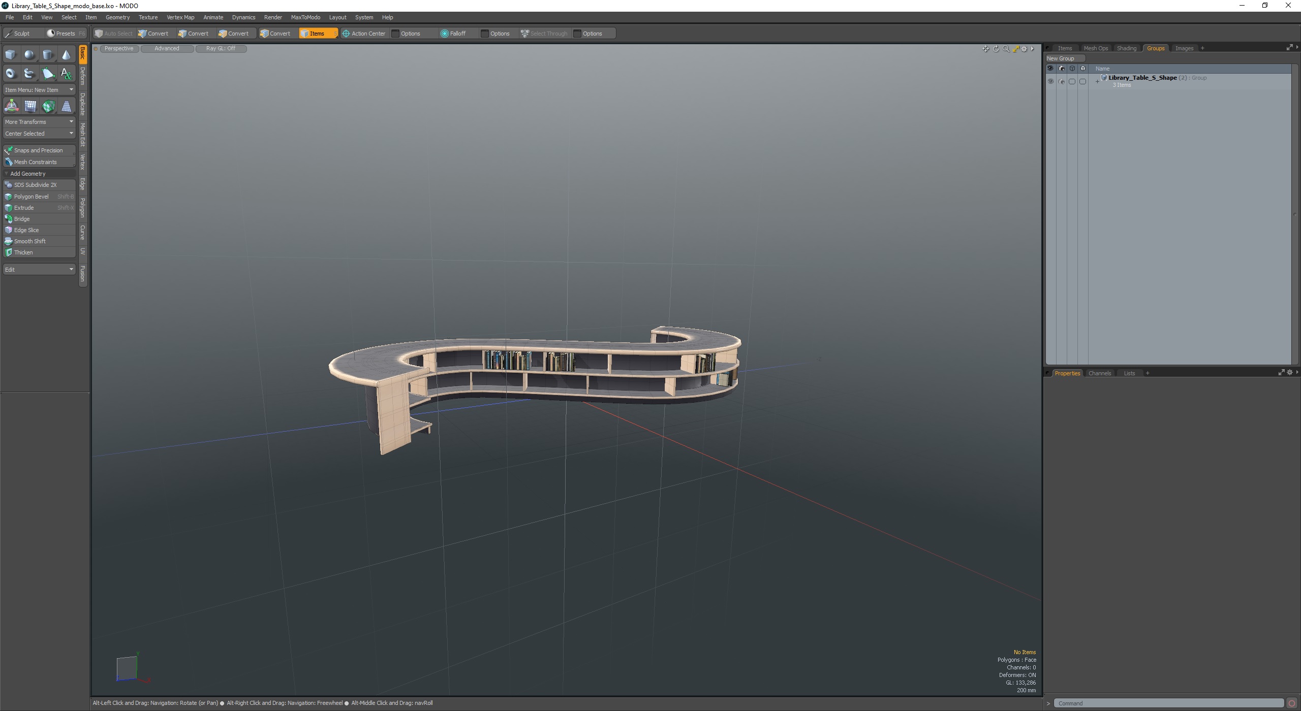 3D Library Table S Shape