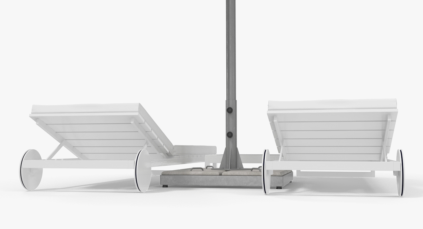 3D Sun Loungers with Umbrella 2 model