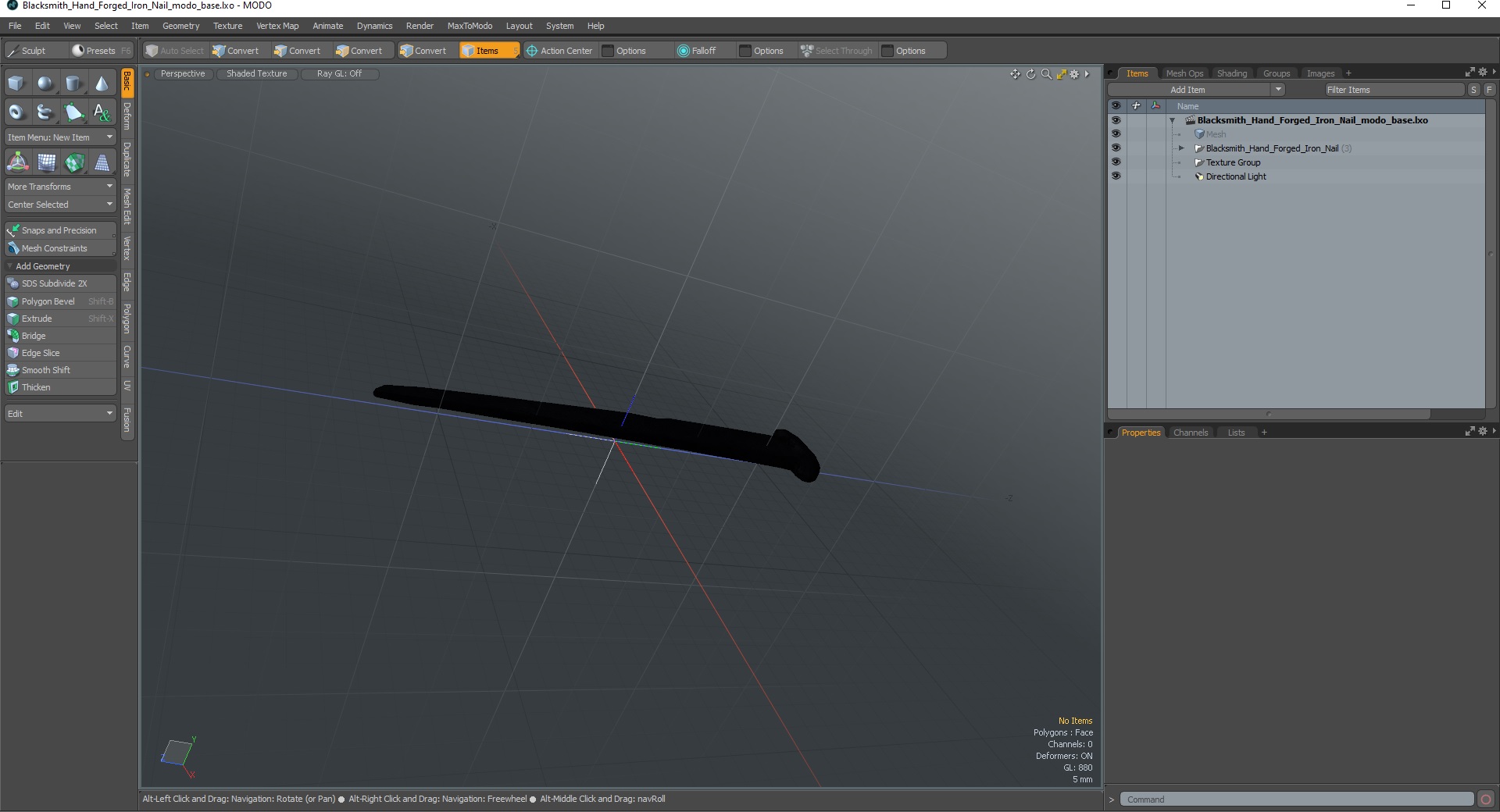 Blacksmith Hand Forged Iron Nail 3D