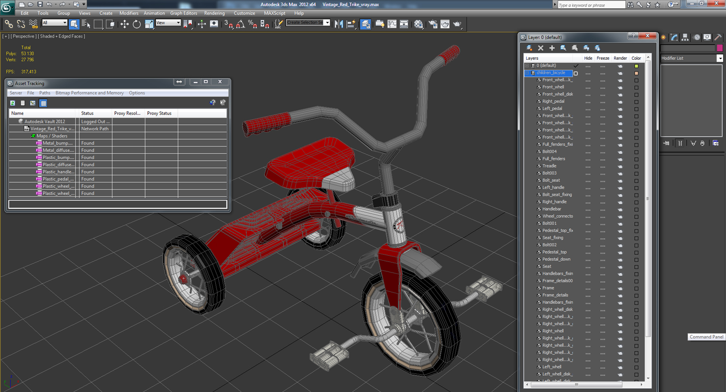 Vintage Red Trike 3D