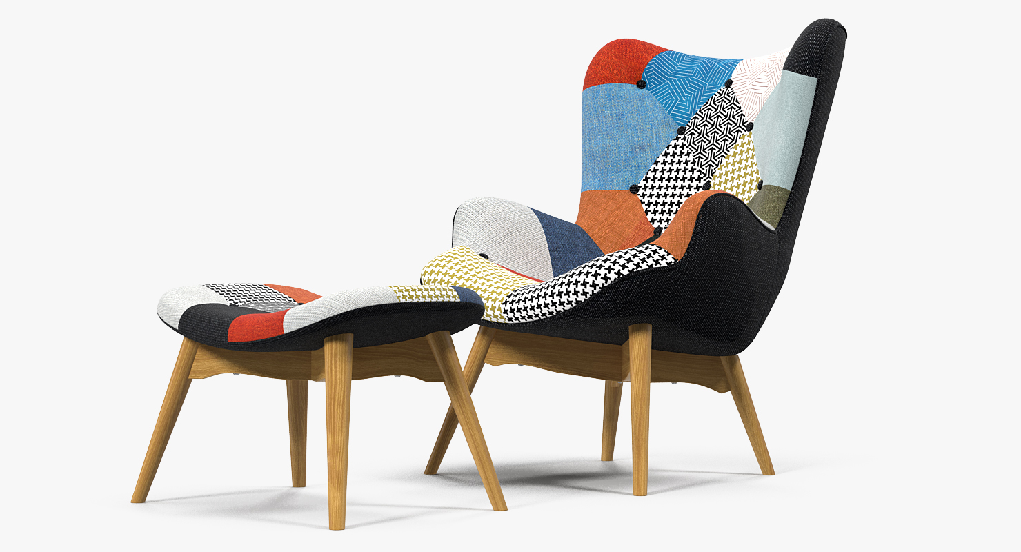 Grant Featherston Contour Lounge Chair Fabric Multicolour 3D