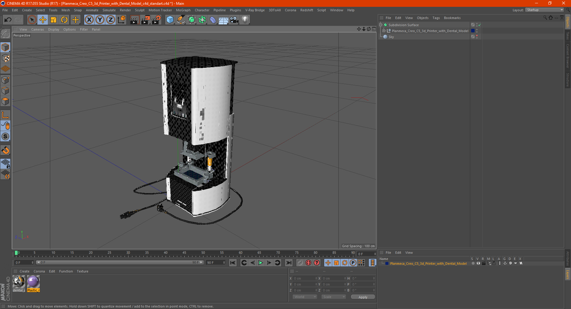 3D model Planmeca Creo C5 3d Printer with Dental Model