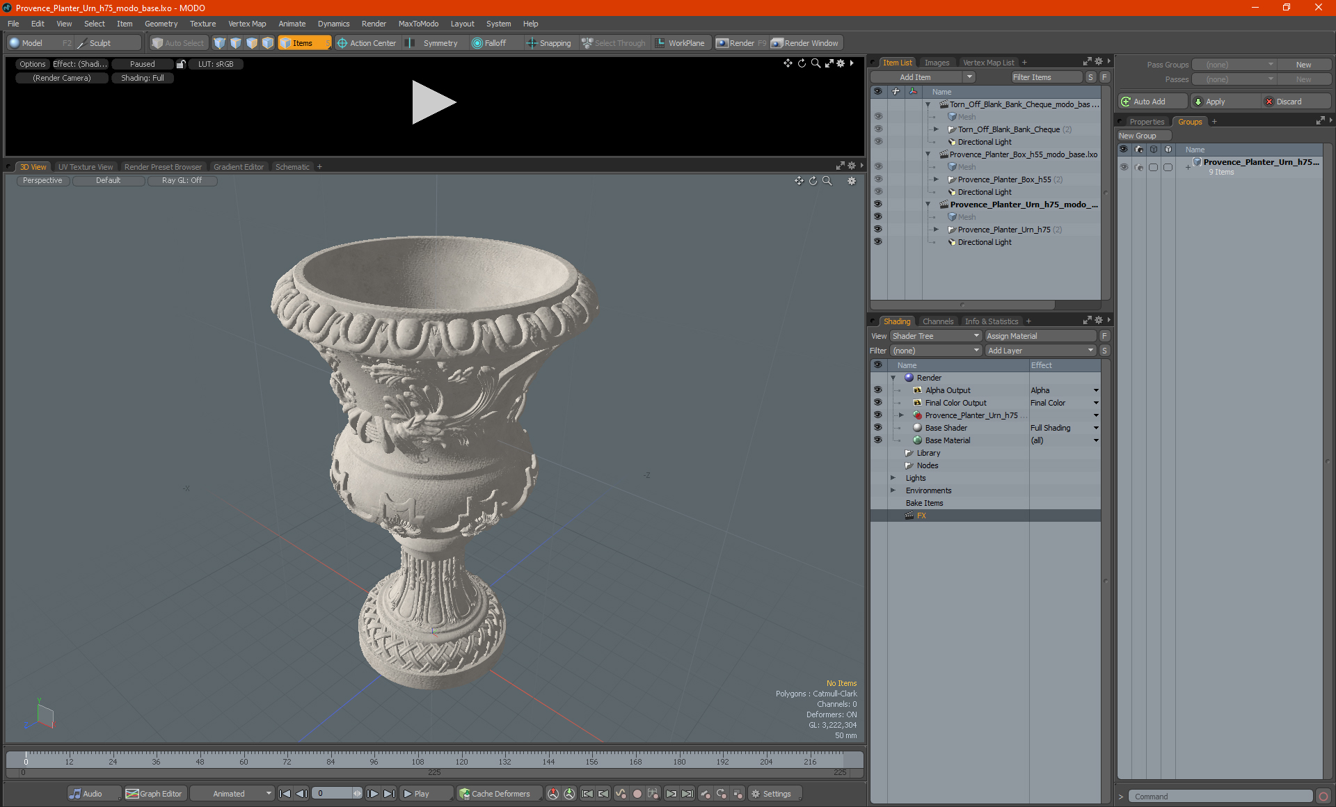 Provence Planter Urn h75 3D model