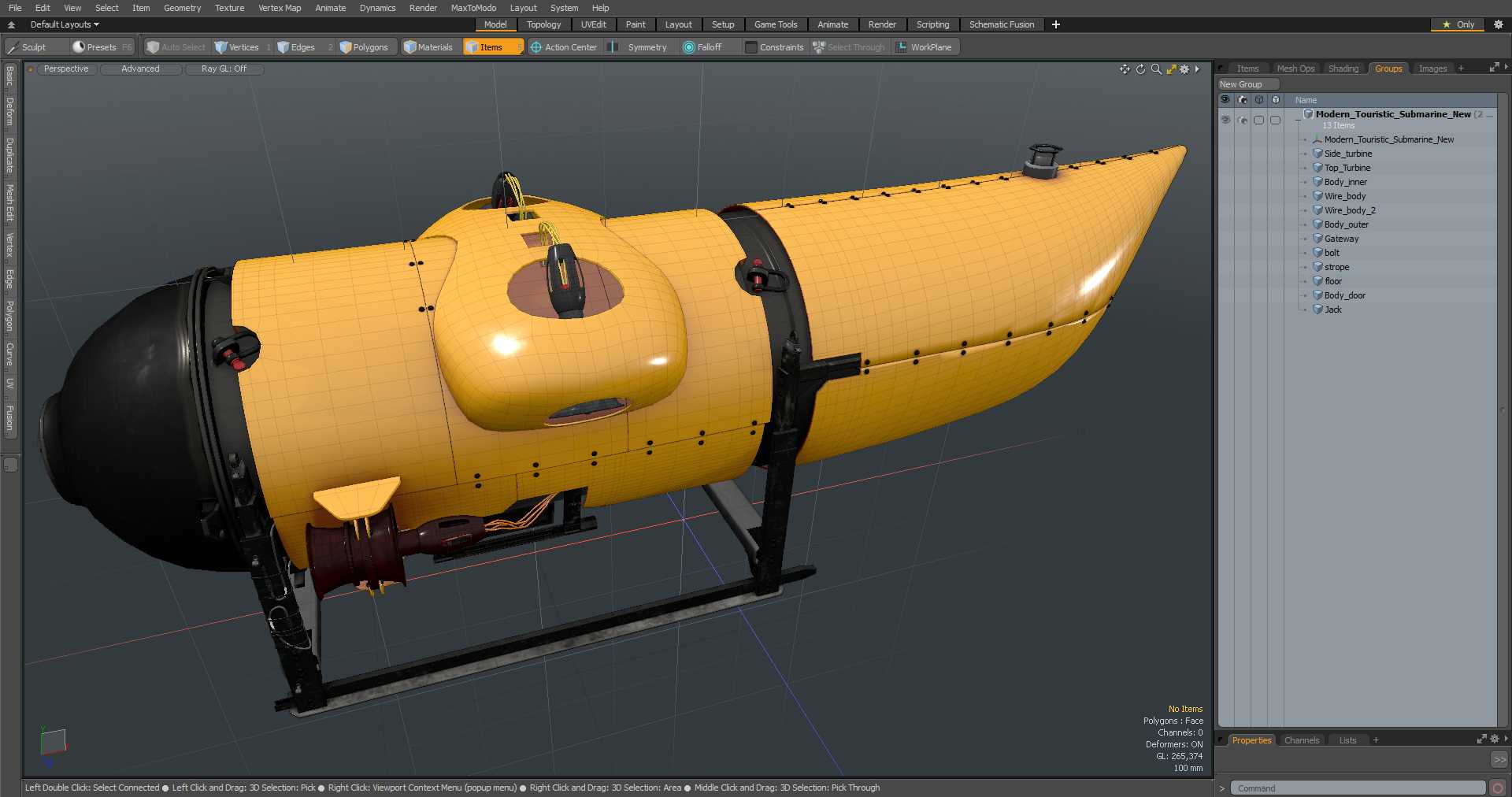 3D model Modern Touristic Submarine New