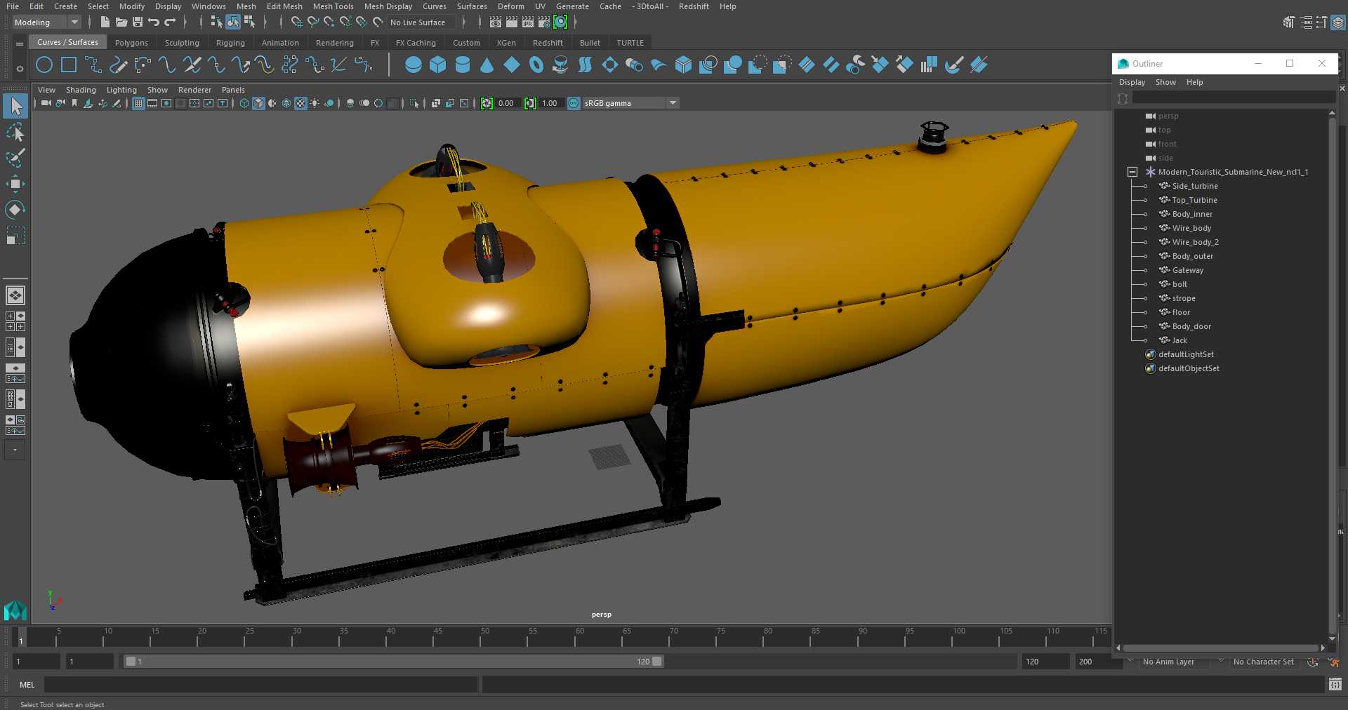 3D model Modern Touristic Submarine New