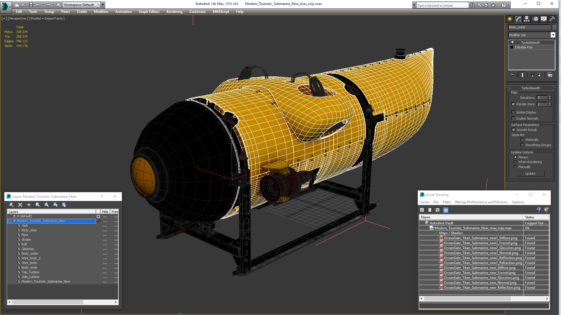 3D model Modern Touristic Submarine New