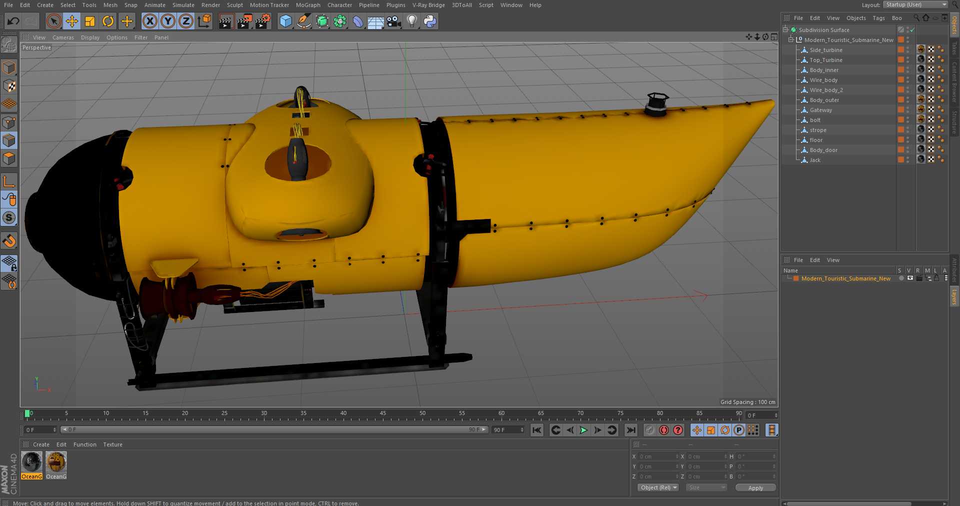 3D model Modern Touristic Submarine New