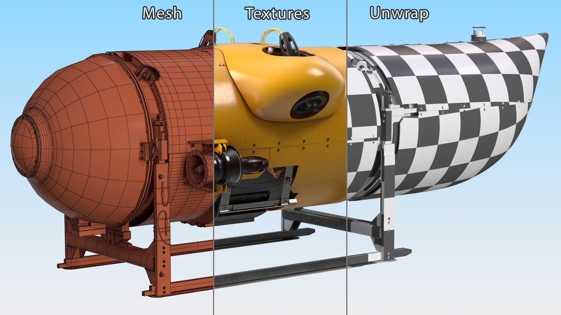 3D model Modern Touristic Submarine New