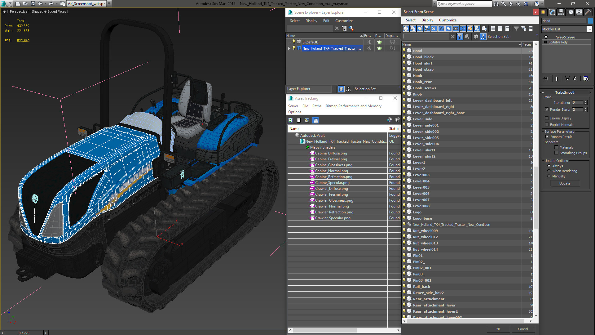 3D model New Holland TK4 Tracked Tractor New Condition