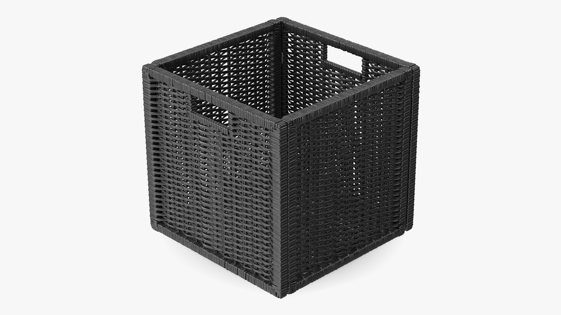 Rattan Storage Basket Black 3D