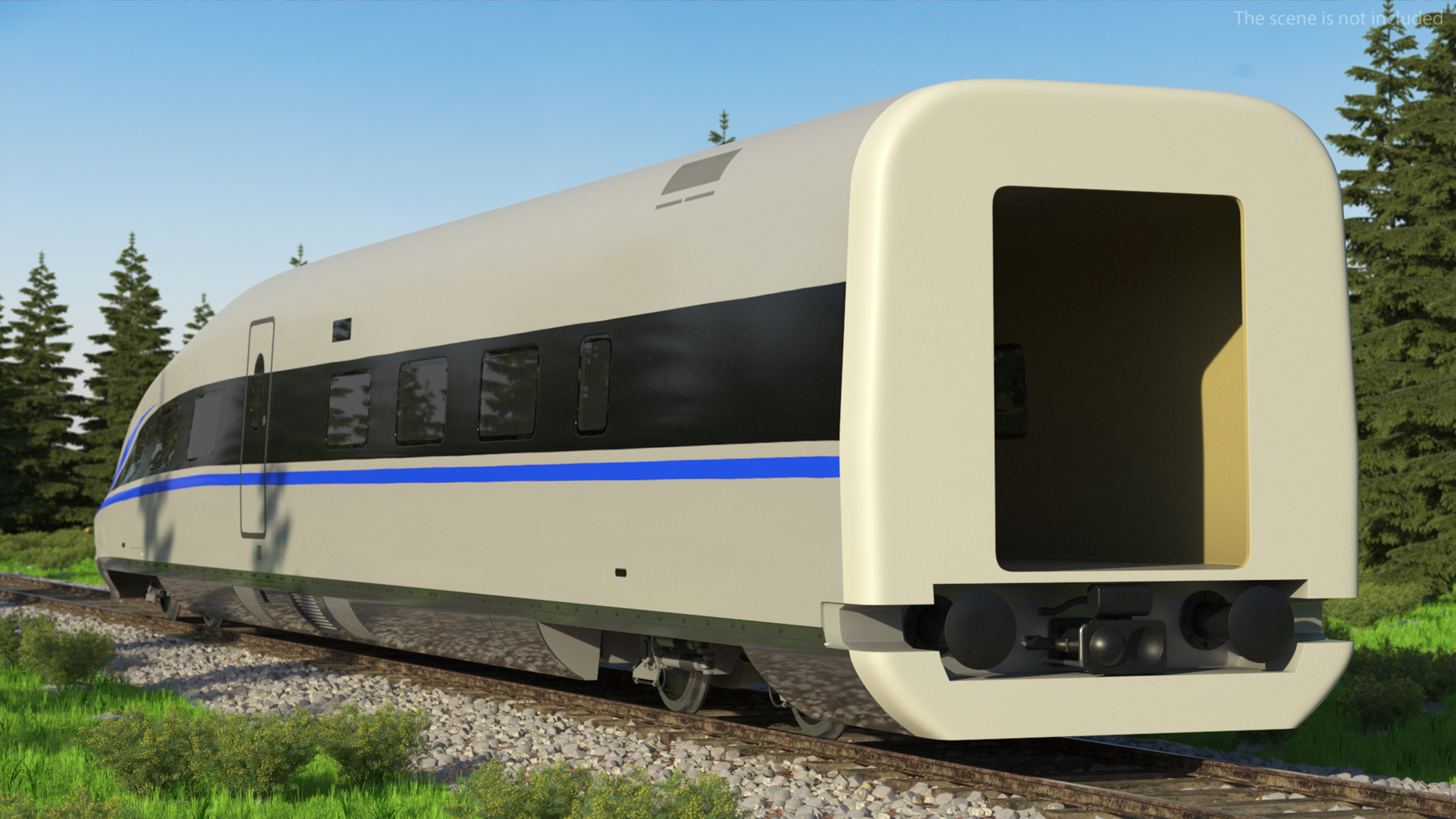 High Speed Bullet Train Locomotive Tail 3D model