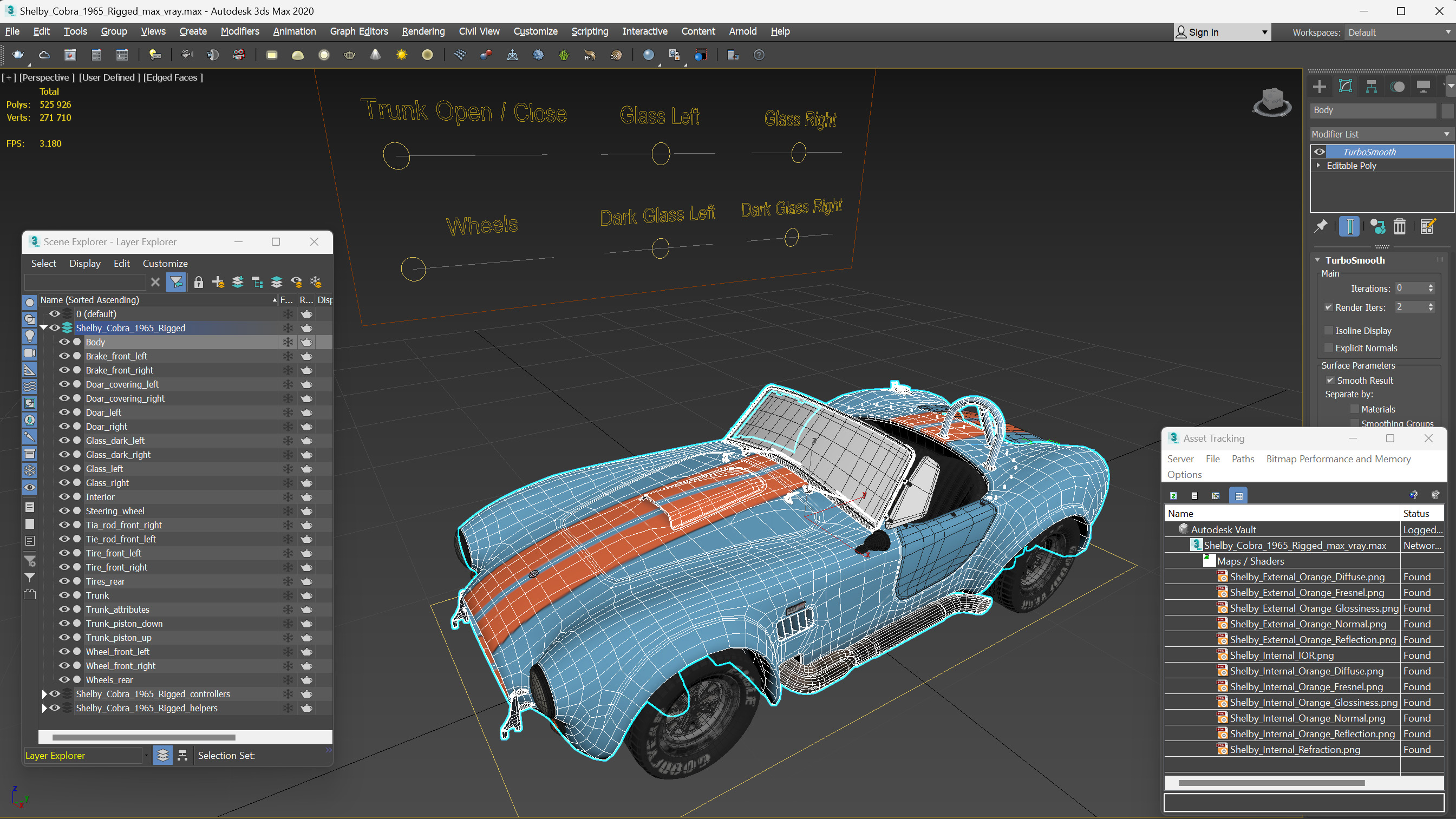 Shelby Cobra 1965 Rigged 3D model