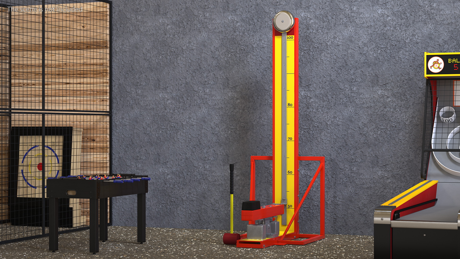 3D model Vintage High Striker Machine with Hammer