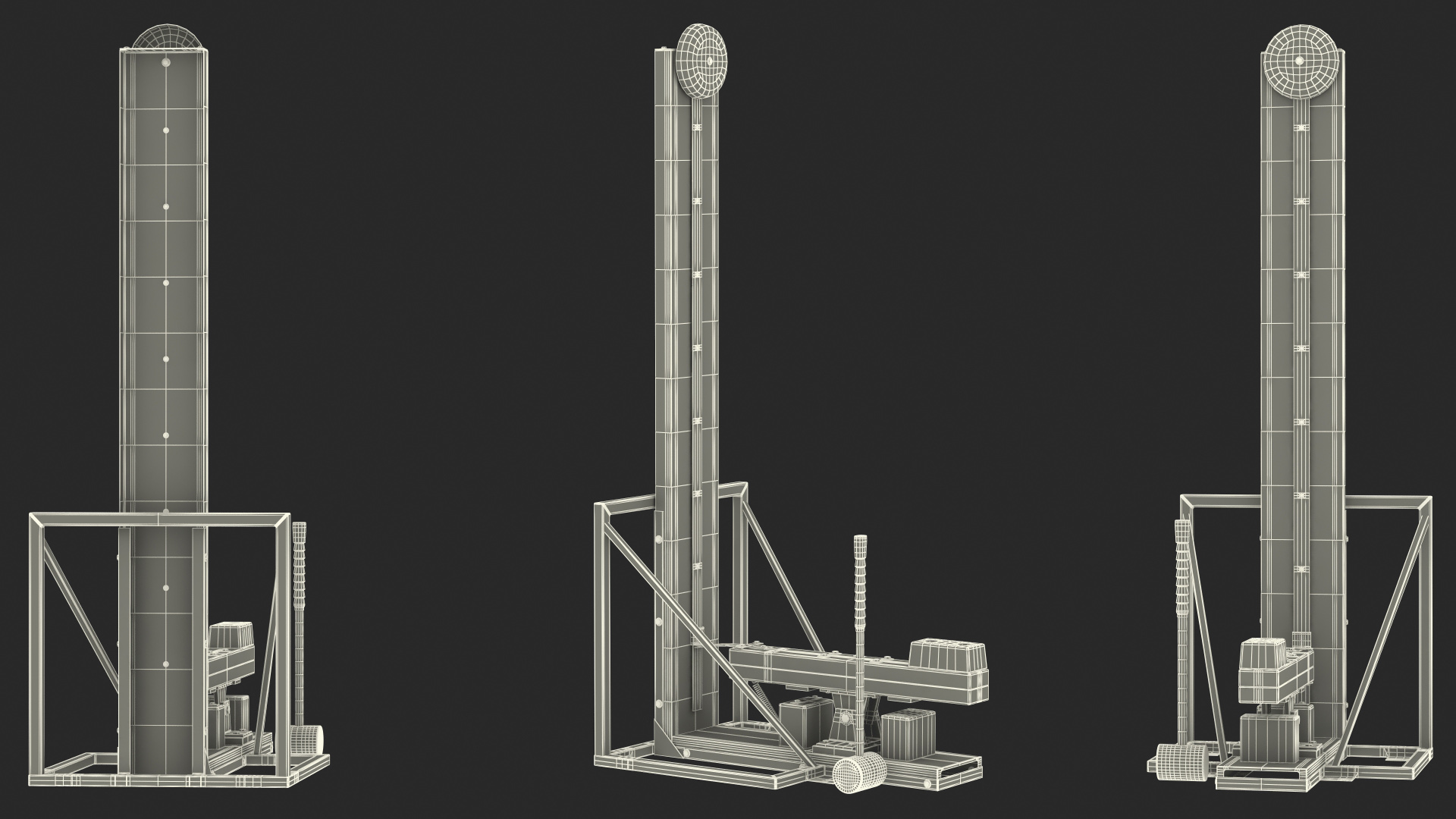 3D model Vintage High Striker Machine with Hammer