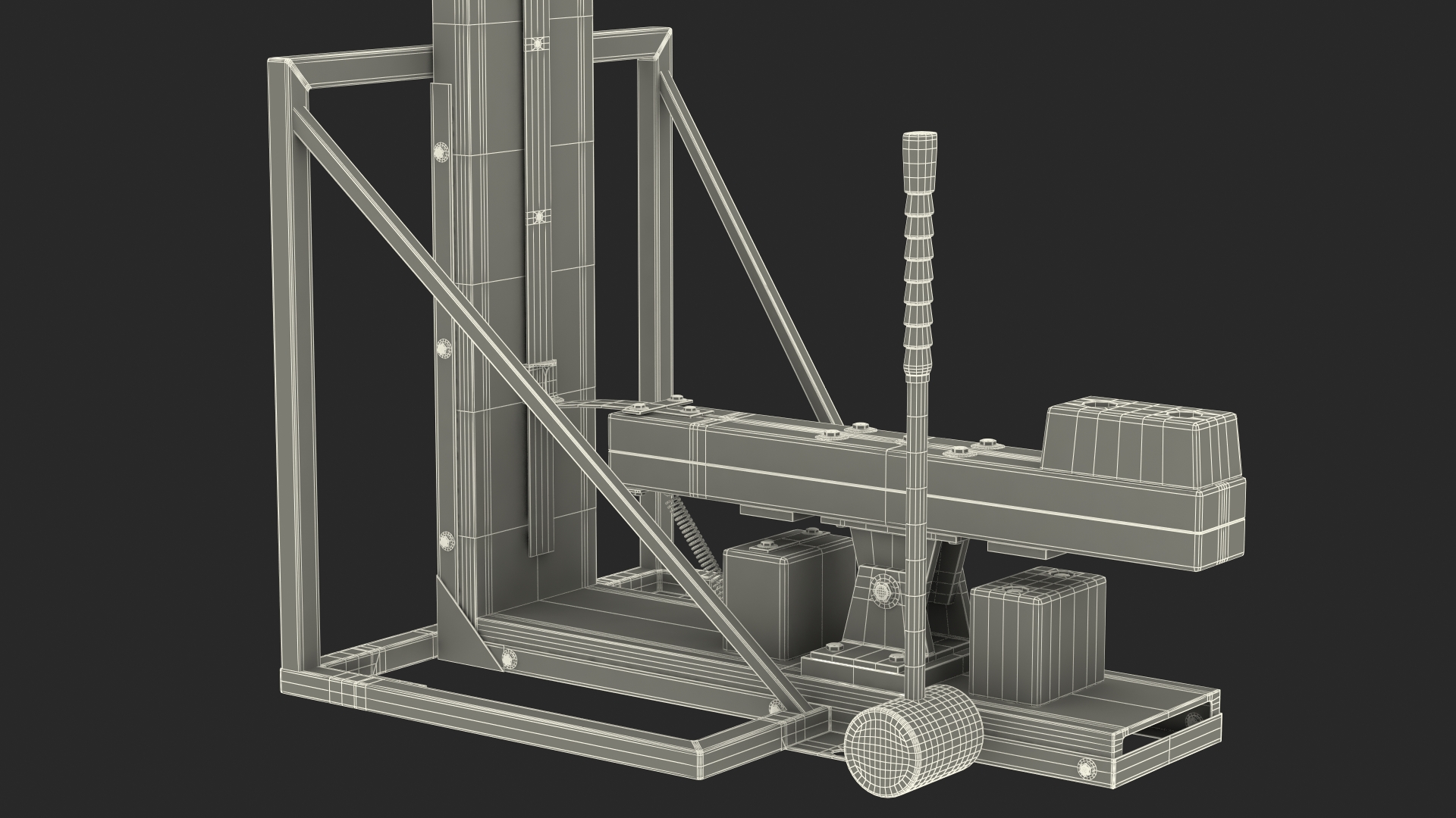 3D model Vintage High Striker Machine with Hammer