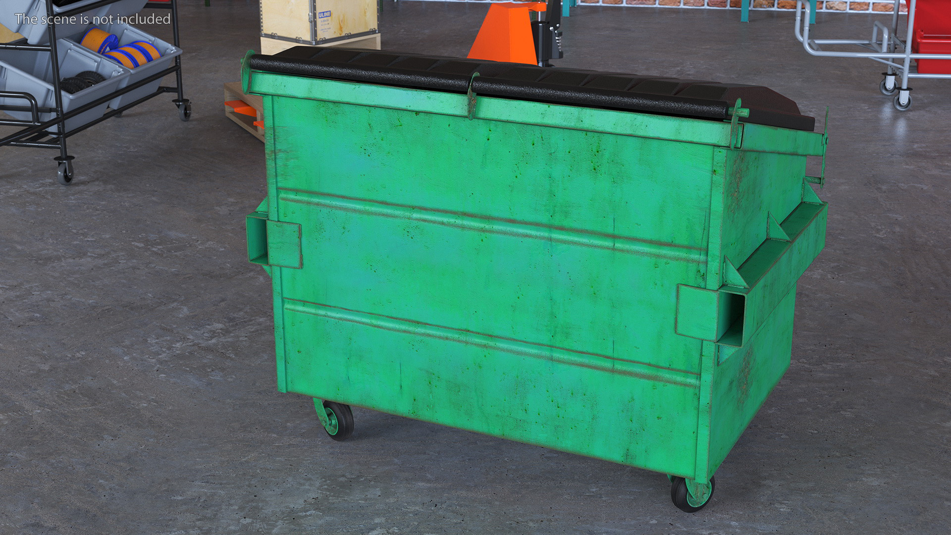 3D Industrial Dumpster with Open Lid model