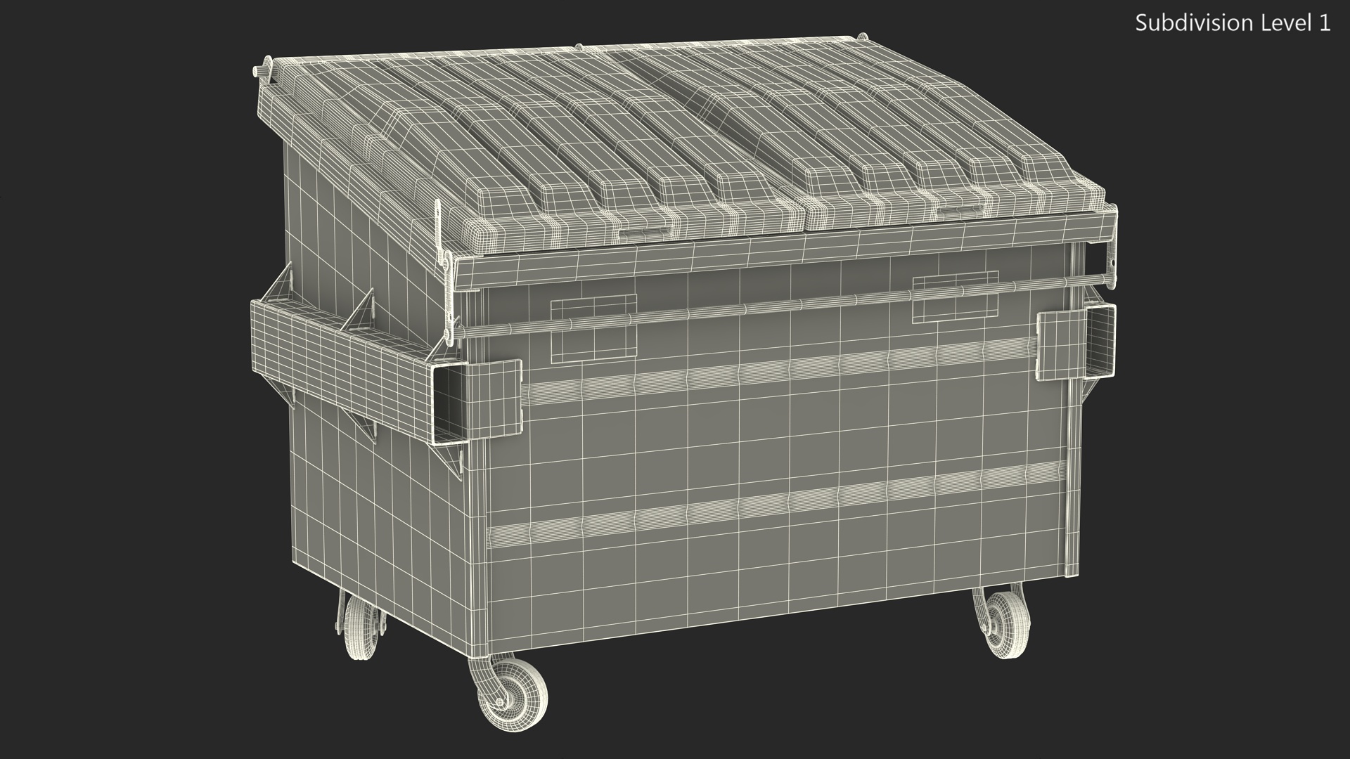 3D Industrial Dumpster with Open Lid model