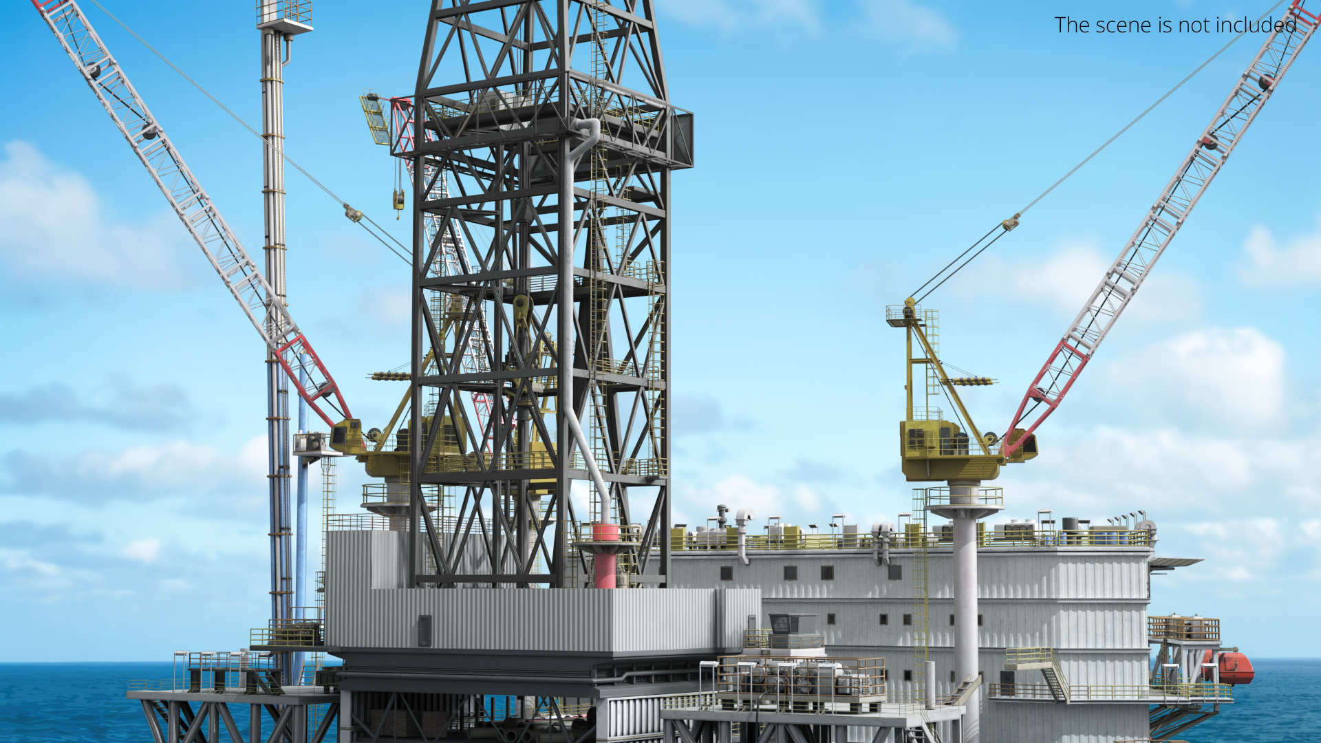 Offshore Jack Up Platform with Drill Tower and Cranes - view 4